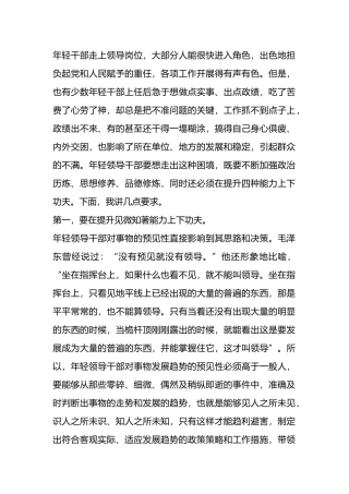 在年轻干部培养工作座谈会上的讲话.docx