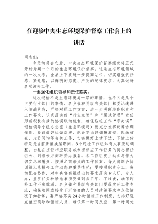在迎接中央生态环境保护督察工作会上的讲话.docx