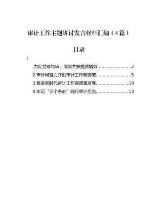 审计工作主题研讨发言材料汇编（4篇）.docx