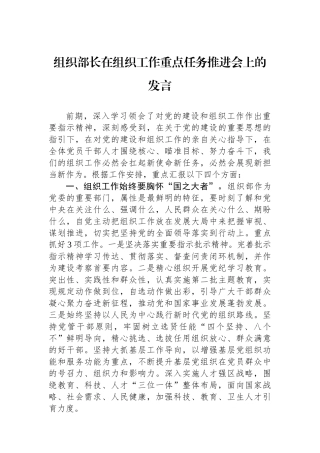 组织部长在组织工作重点任务推进会上的发言.docx