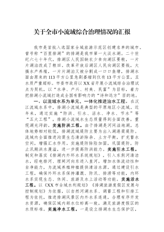关于全市小流域综合治理情况的汇报.docx