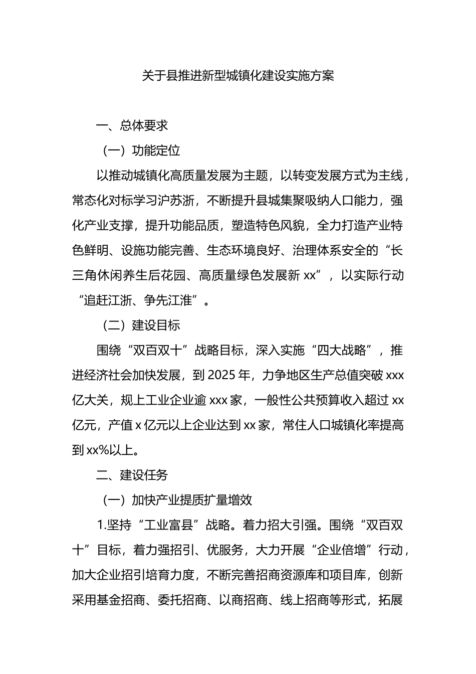 关于县推进新型城镇化建设实施方案.docx_第1页