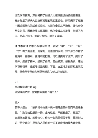 党委理论中心组学习研讨发言材料（纪律专题）.docx
