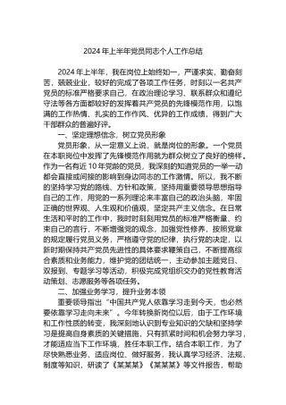 2024年上半年党员同志个人工作总结.docx