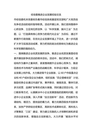 经信委推进企业发展经验交流.doc