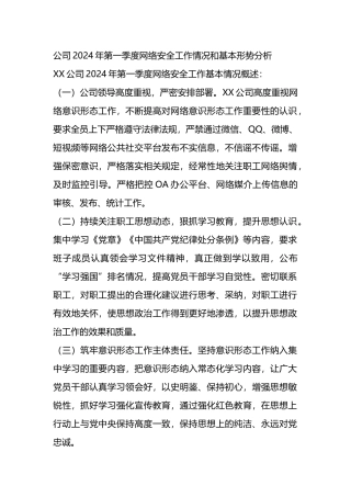 公司2024年第一季度网络安全工作情况和基本形势分析.docx