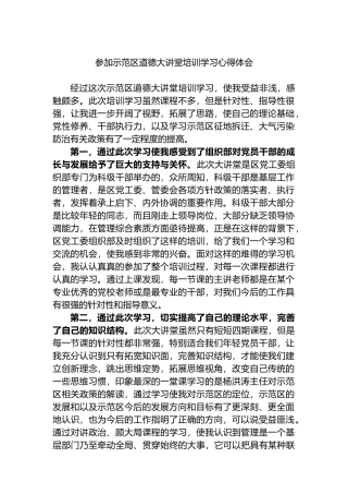 参加示范区道德大讲堂培训学习心得体会.docx