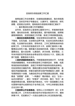 区政府办党组巡察工作汇报.docx