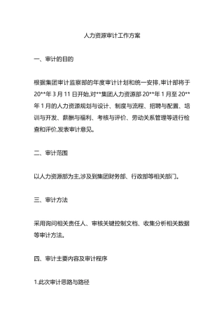 人力资源审计工作方案.docx
