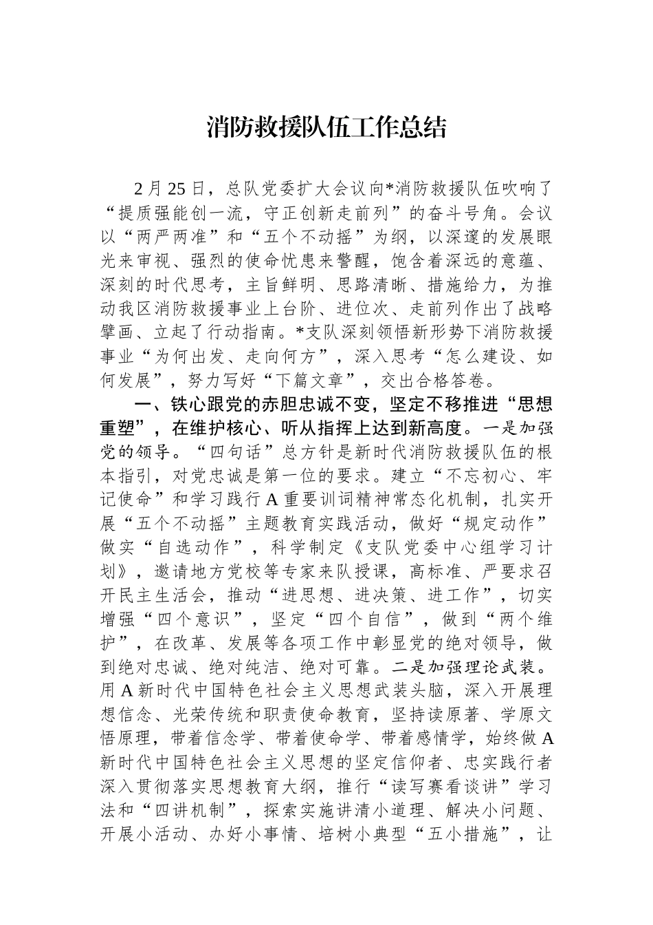 消防救援队伍工作总结.docx_第1页