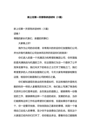 新上任第一天领导讲话材料（3篇）.docx