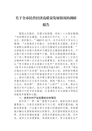 关于全市民营经济高质量发展情况的调研报告.docx