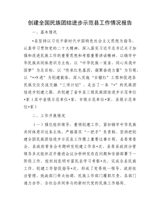 创建全国民族团结进步示范县工作情况报告.docx