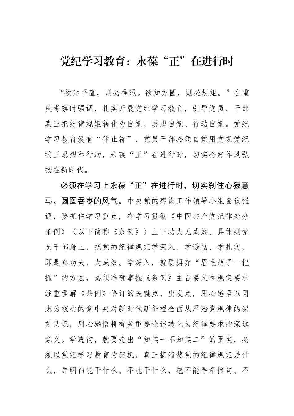 党纪学习教育：永葆“正”在进行时.docx_第1页