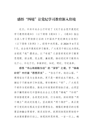 感悟“四境”让党纪学习教育渐入佳境.docx