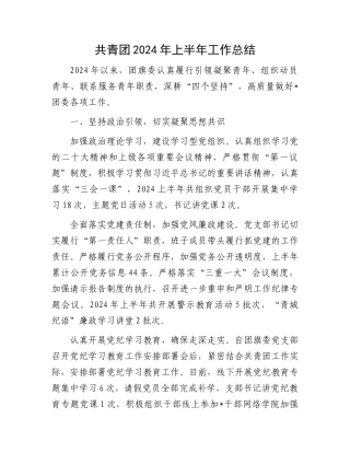 共青团2024年上半年工作总结.docx