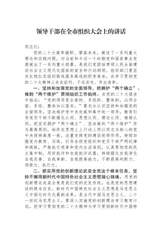 领导干部在全市组织大会上的讲话.docx