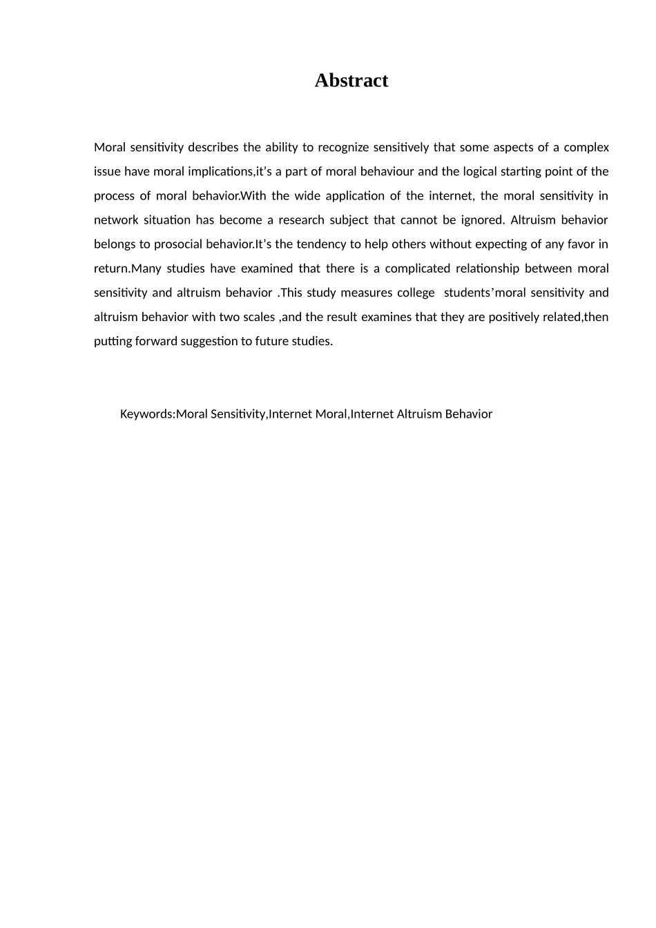 大学生网络道德敏感性与网络利他行为的相关研究分析  工商管理专业_第3页