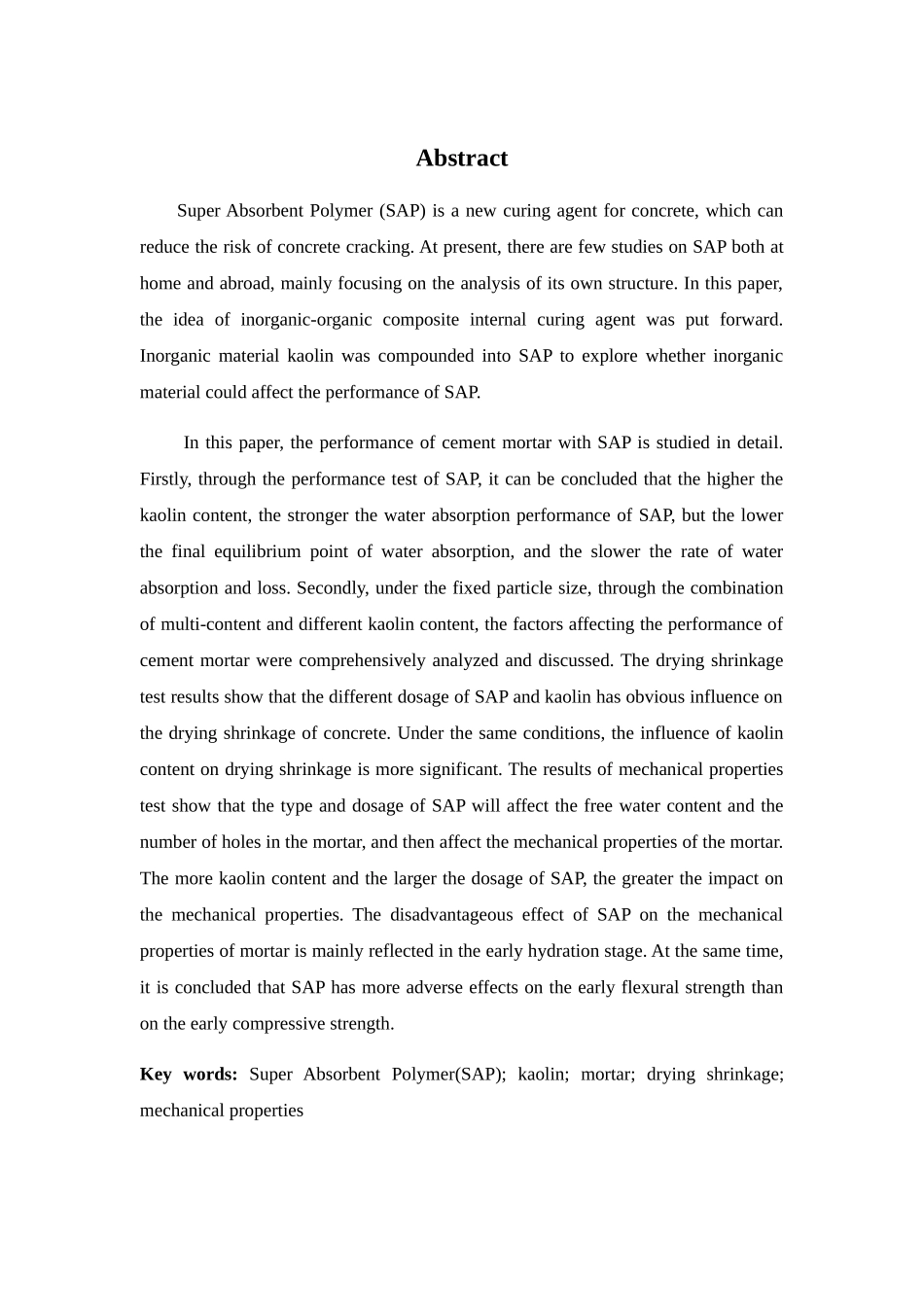 聚丙烯酸钠高吸水性树脂对砂浆性能影响研究分析 材料工程专业_第2页