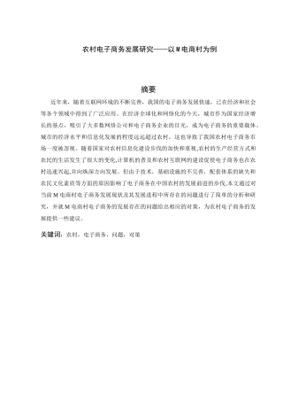 农村电子商务发展研究——以M电商村为例  财务管理专业
