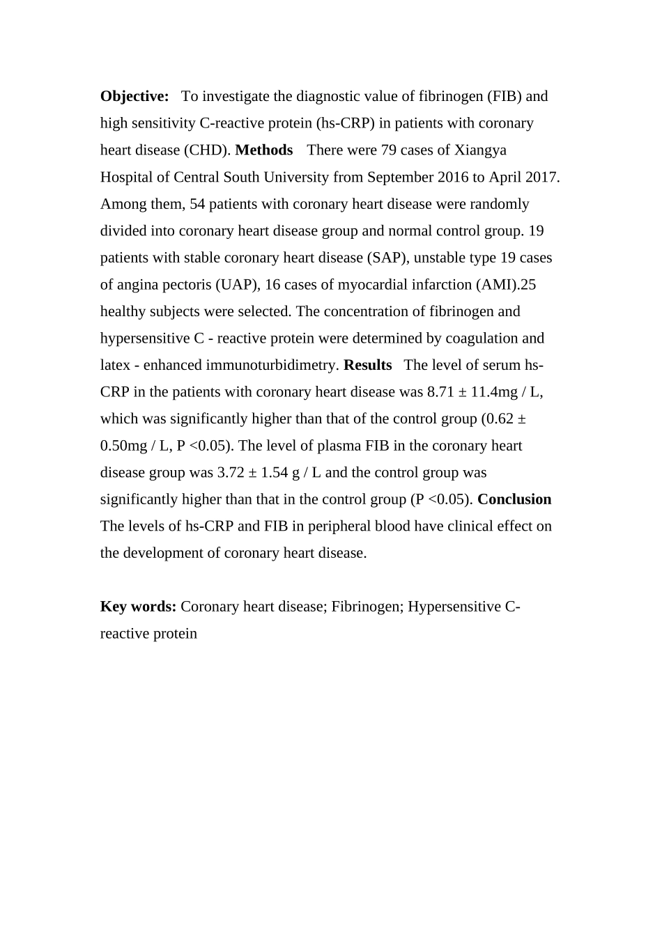 纤维蛋白原与超敏C反应蛋白对冠心病的诊断价值分析研究  药学管理专业_第2页