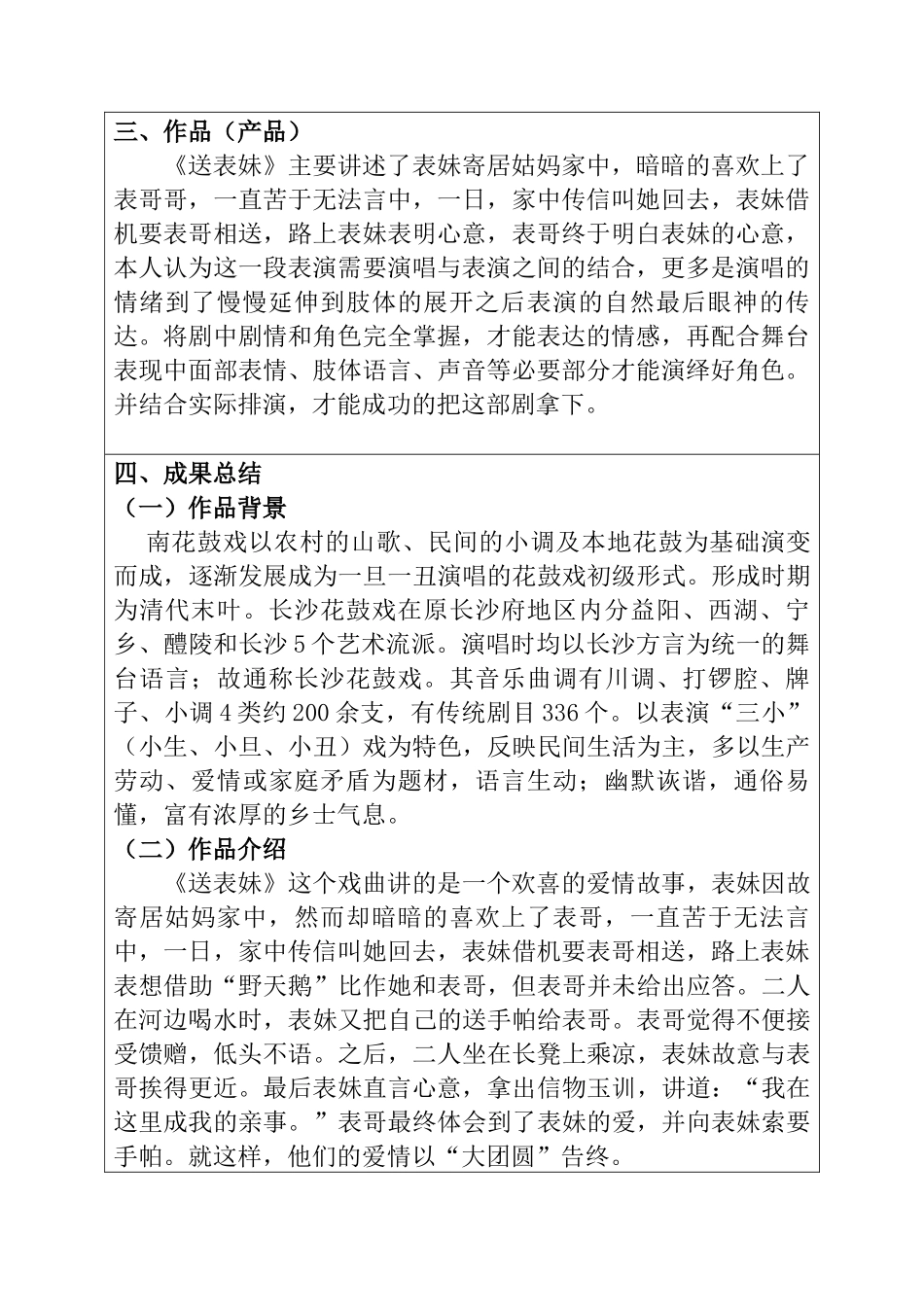 花鼓戏《送表妹》中“表妹妹”的声腔及表演艺术分析研究 影视编导专业任务书_第2页