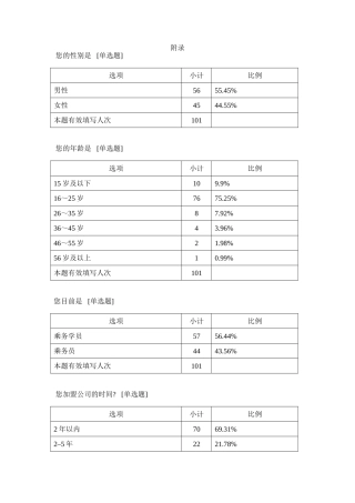 海南航空公司企业文化对新员工发展影响调查问卷