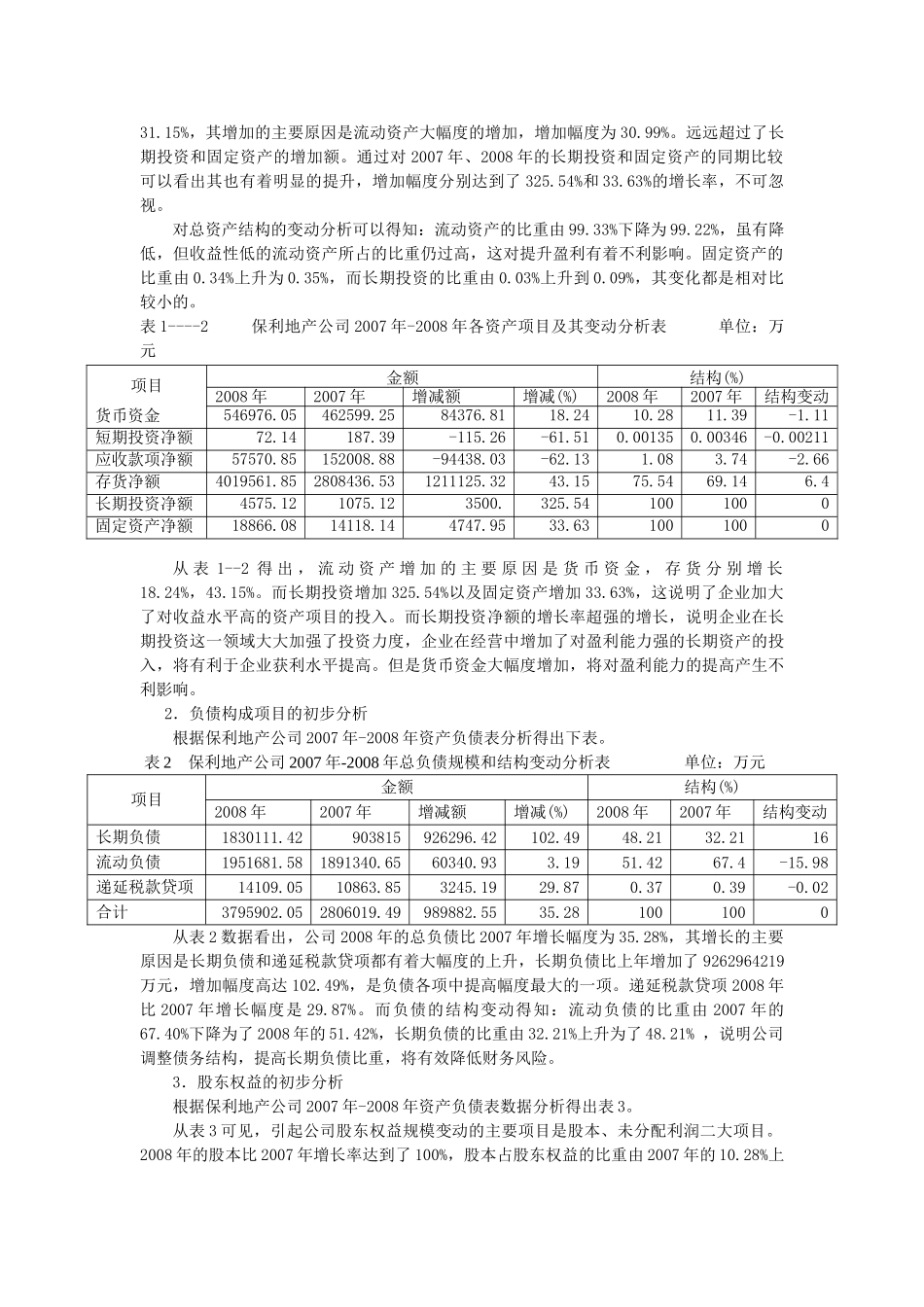 保利房地产公司财务报表分析研究 会计学专业_第2页