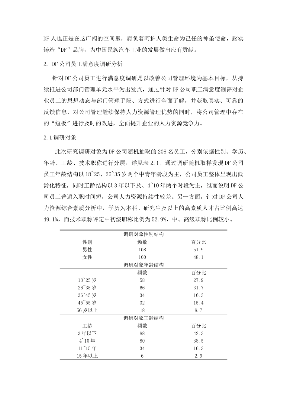 DF公司员工满意度研究分析 人力资源管理专业_第2页