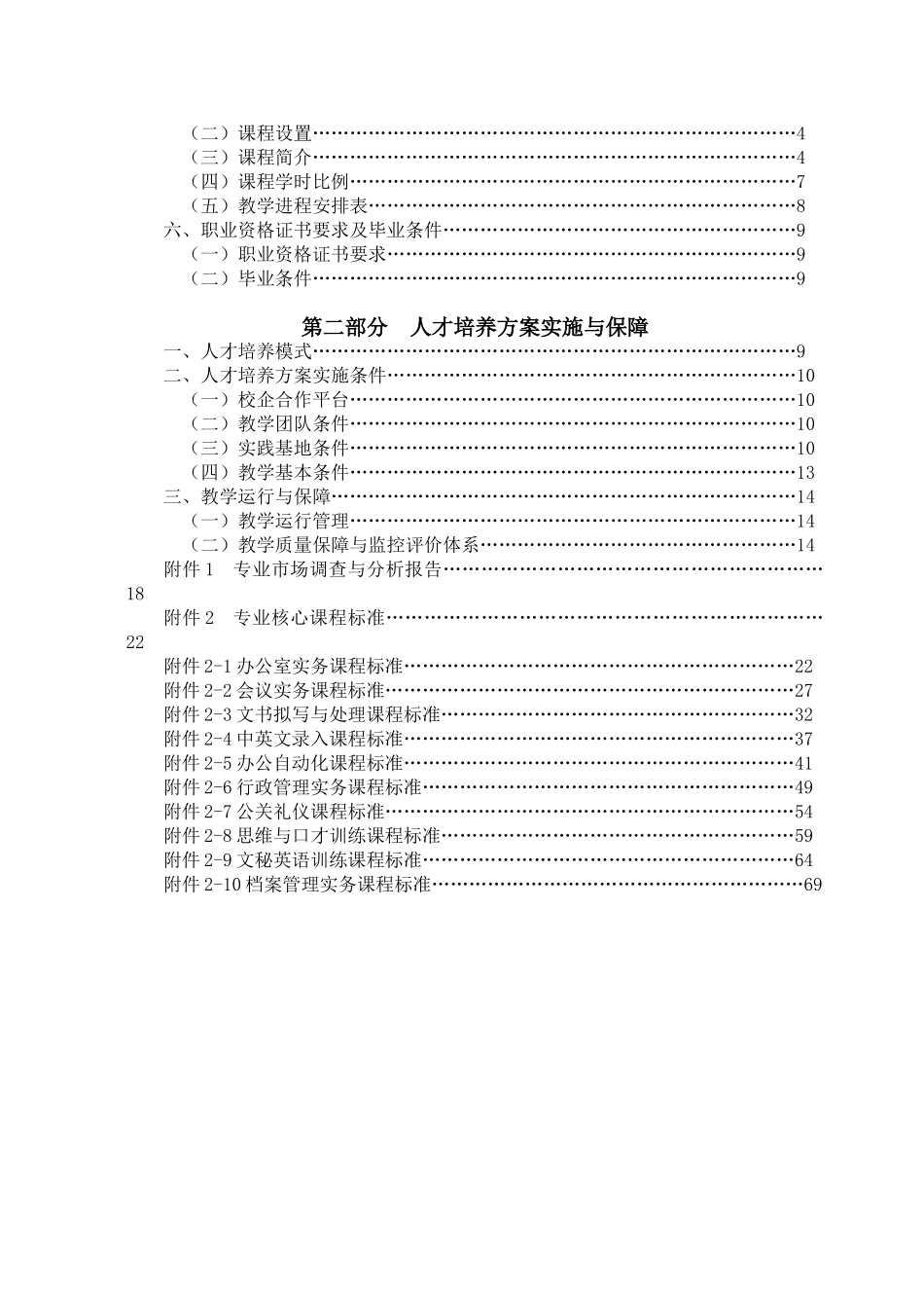 XX省屏山县职业技术学校文秘专业人才培养方案_第2页