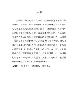 财务公司运营策略探讨分析研究 会计学专业
