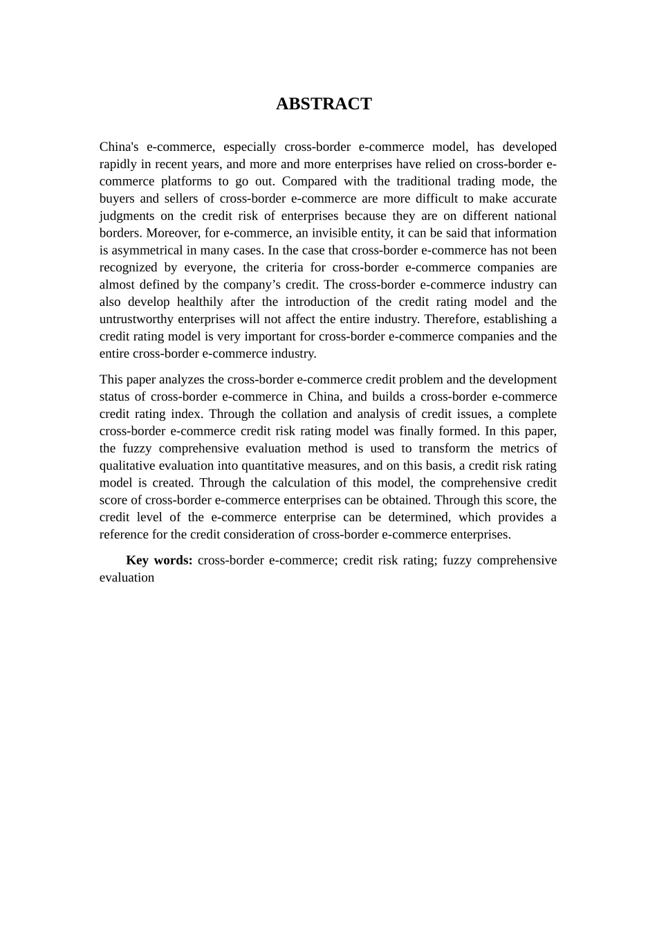 基于模糊综合评价法跨境电商企业信用风险评级问题研究分析 电子商务管理专业_第2页