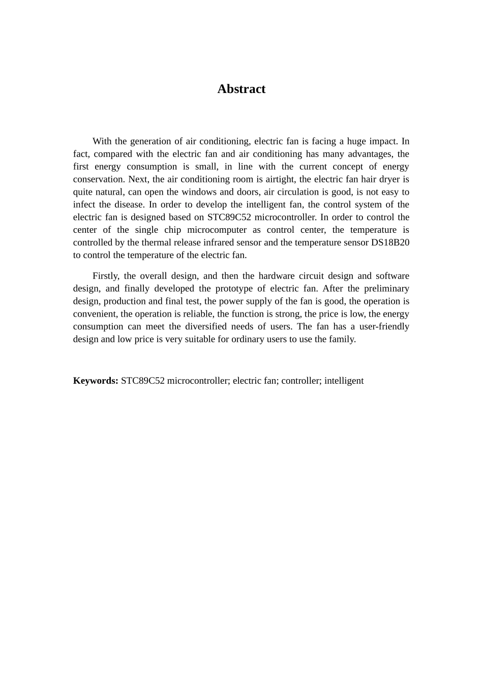 基于单片机的智能电风扇设计和实现  计算机科学与技术专业_第2页