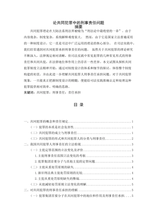 论共同犯罪中的刑事责任问题分析研究 法学专业
