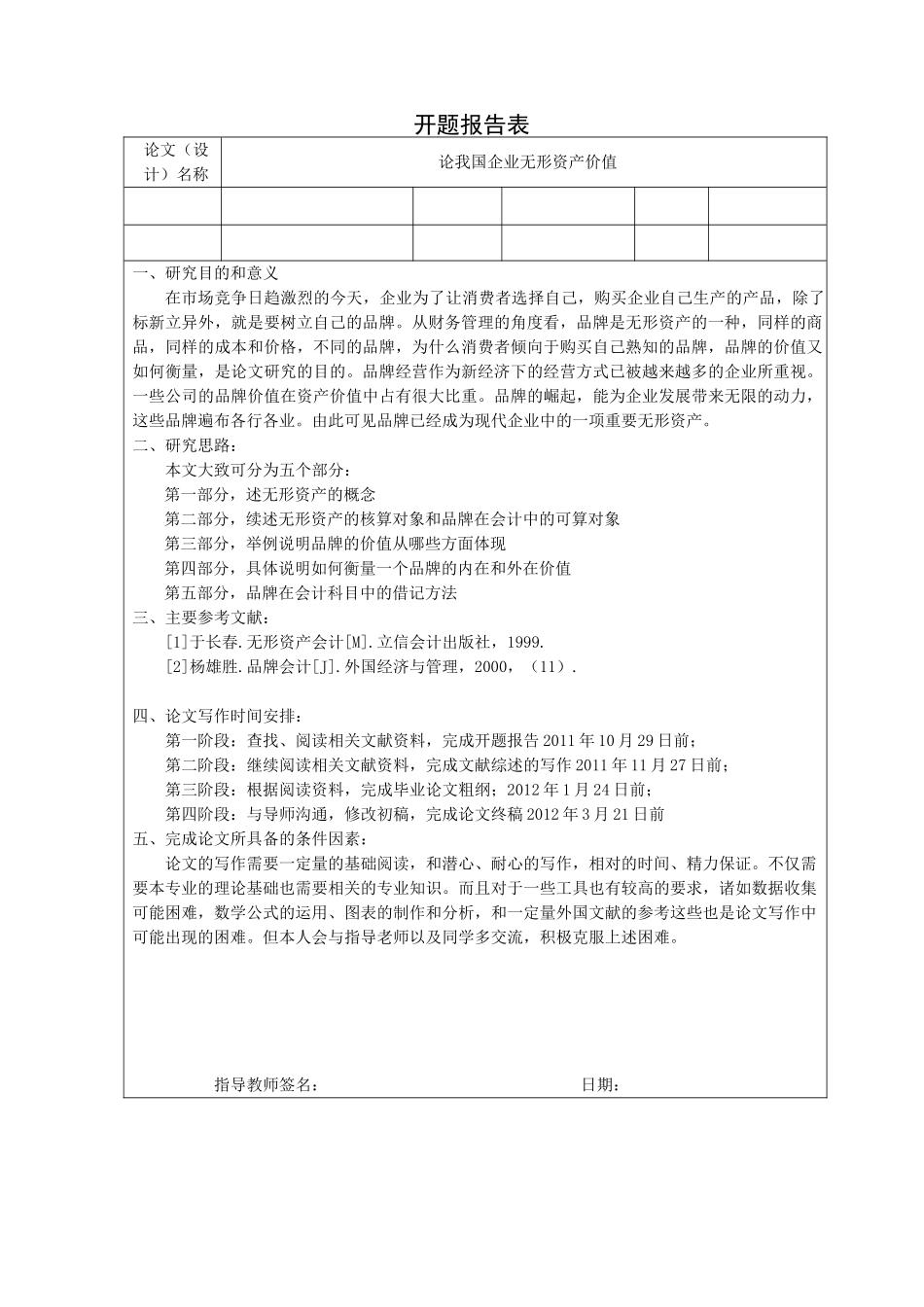 论我国企业无形资产价值评估分析研究  财务管理专业_第1页