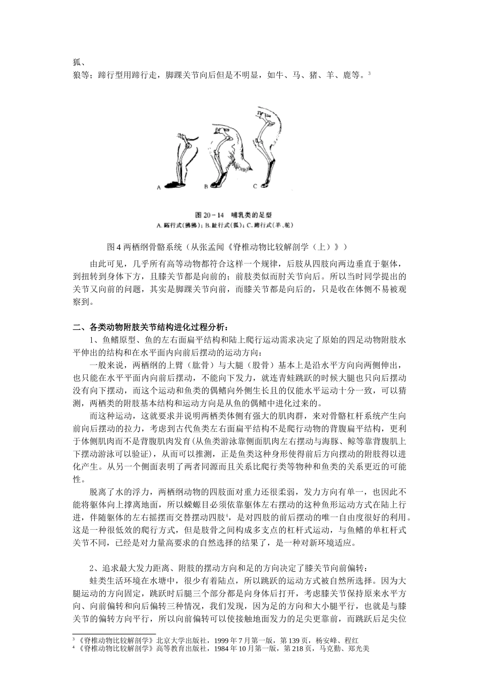 动物附肢关节结构的分析和进化过程推演及其进化必然性的论证分析研究  兽医学专业_第3页