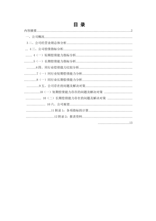 红日药业股份有限公司偿债能力分析研究  财务会计学专业