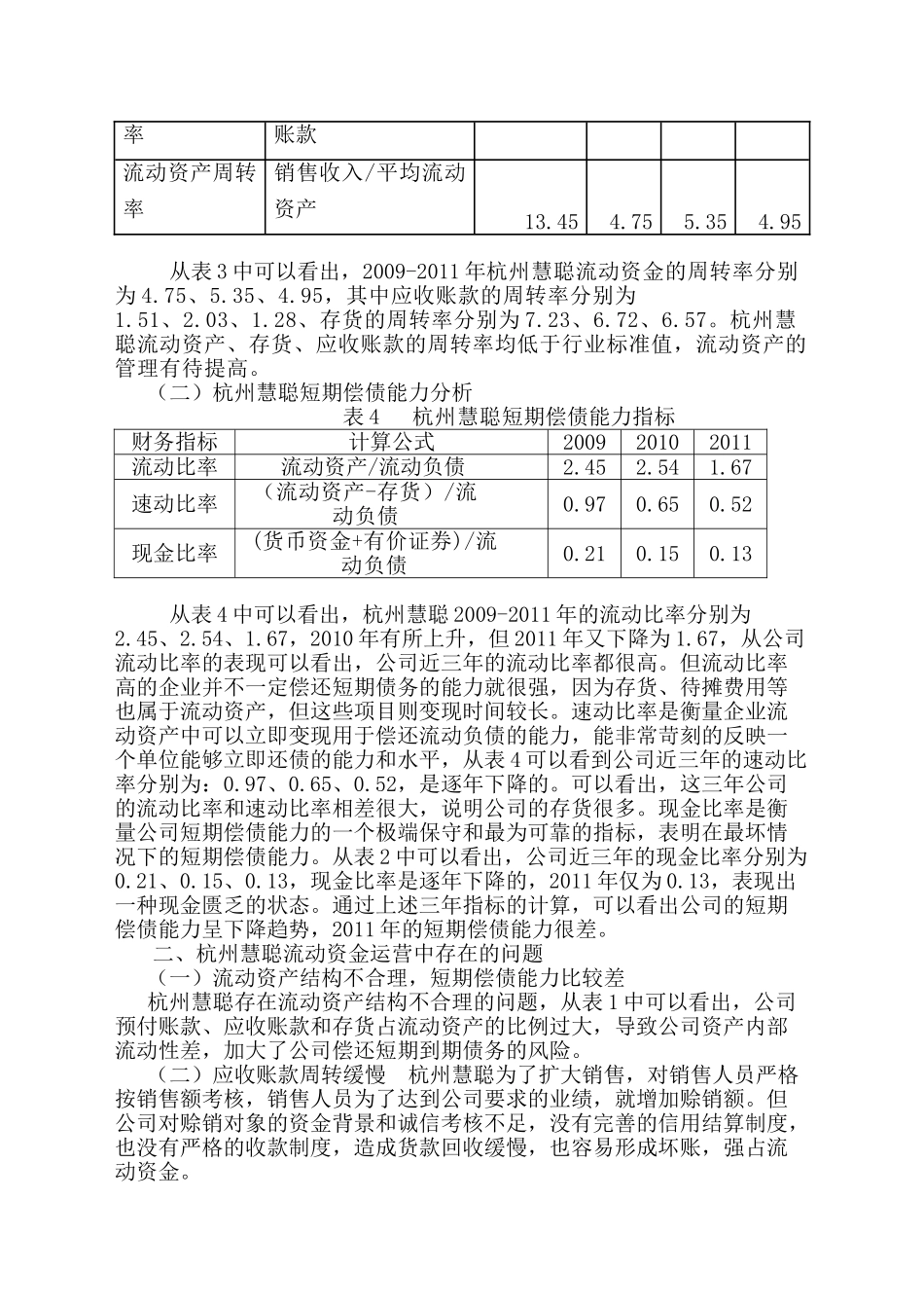 企业流动资金紧张的原因及缓解对策分析研究——以杭州慧聪装饰材料有限公司为例 财务管理专业_第3页