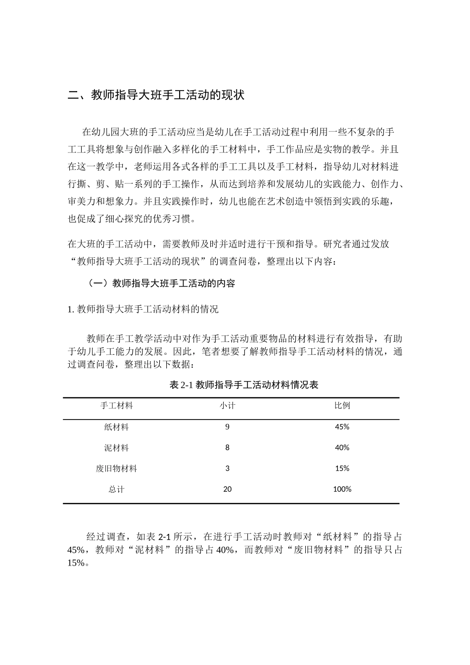 教师指导大班手工活动的现状及问题分析研究  学前教育专业_第2页