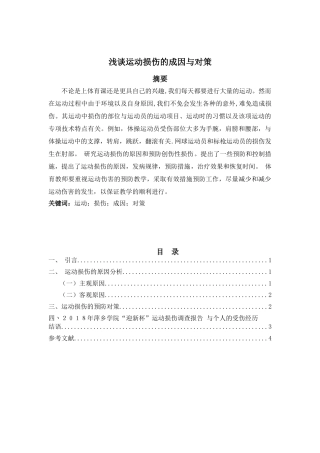浅谈运动损伤的成因与对策分析研究  体育运动康复专业