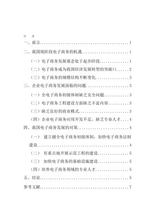 电子商务企业商务机遇与挑战分析研究  会计学专业