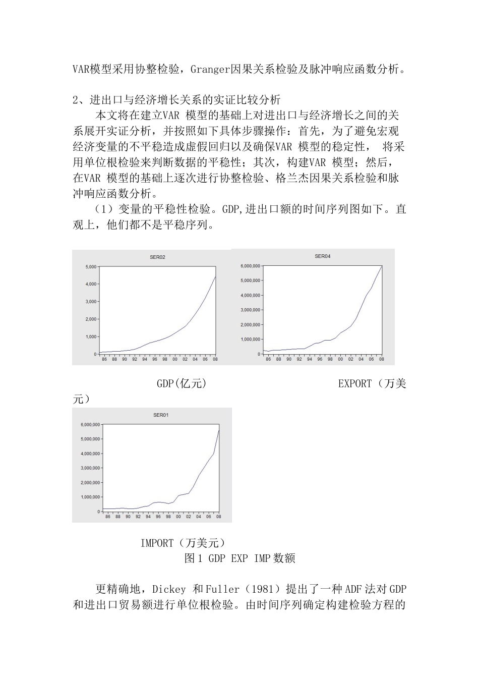 进出口贸易与地区经济增长分析研究——基于VAR模型的实证研究 经济学专业_第2页