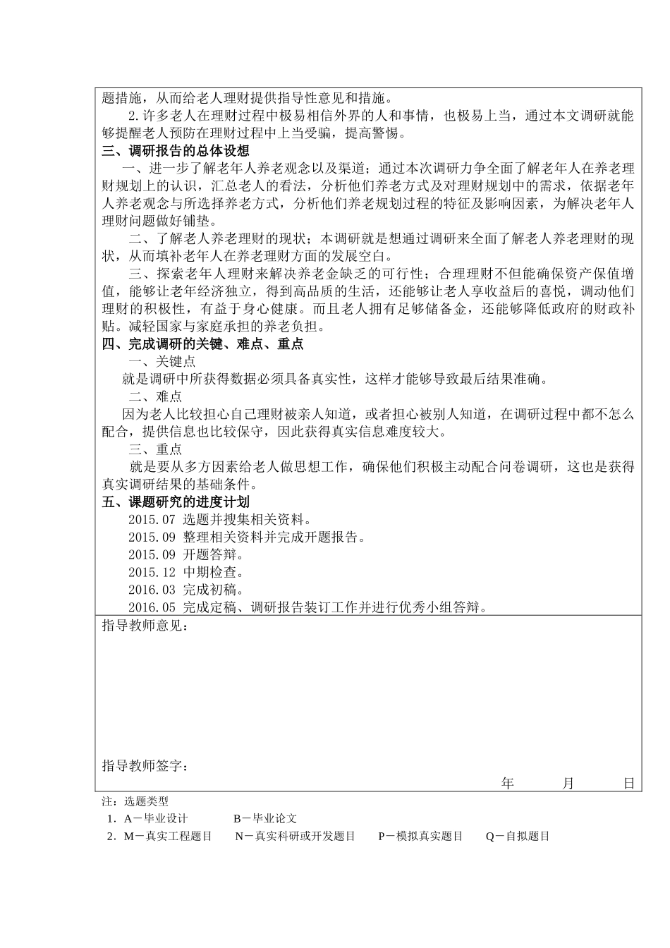 某小区老年人理财问题的研究分析  财务管理专业 开题报告_第2页