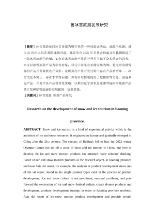 冰雪旅游发展研究分析 经济学专业