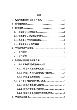 武汉时代桥商贸有限公司财务实习报告分析研究  会计学专业