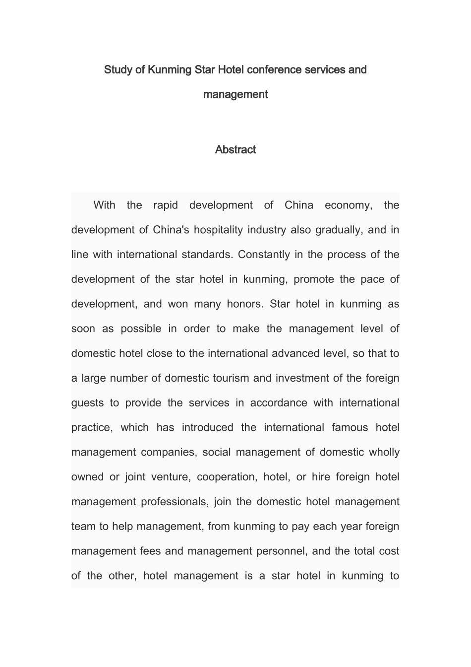 昆明星级饭店会议服务与管理研究分析 酒店管理专业_第2页