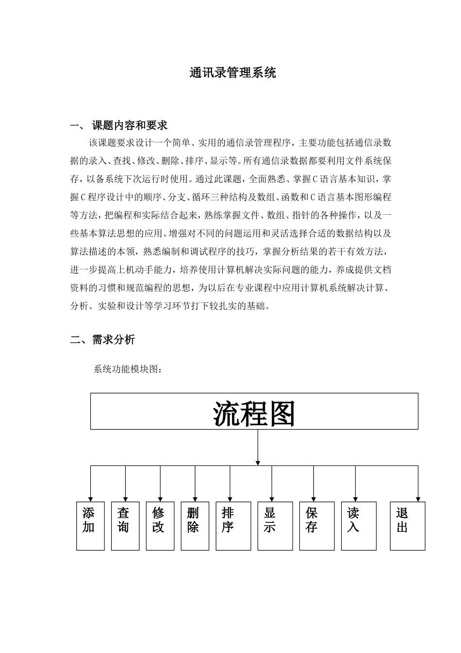 通讯录管理系统设计和实现  计算机科学与技术专业_第1页