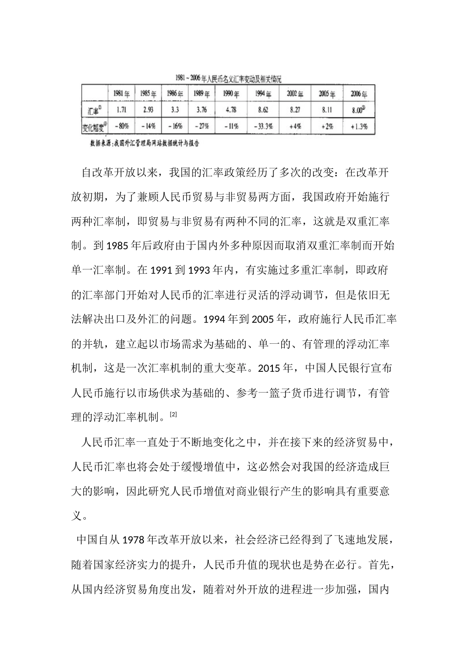 人民币升值对我国商业银行的影响分析研究  财务会计学专业_第2页