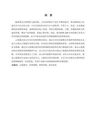 云集微店网络营销策略研究分析   市场营销专业