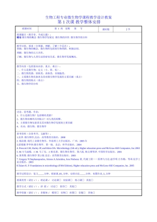 学院生物工程专业微生物学课程教学设计教案